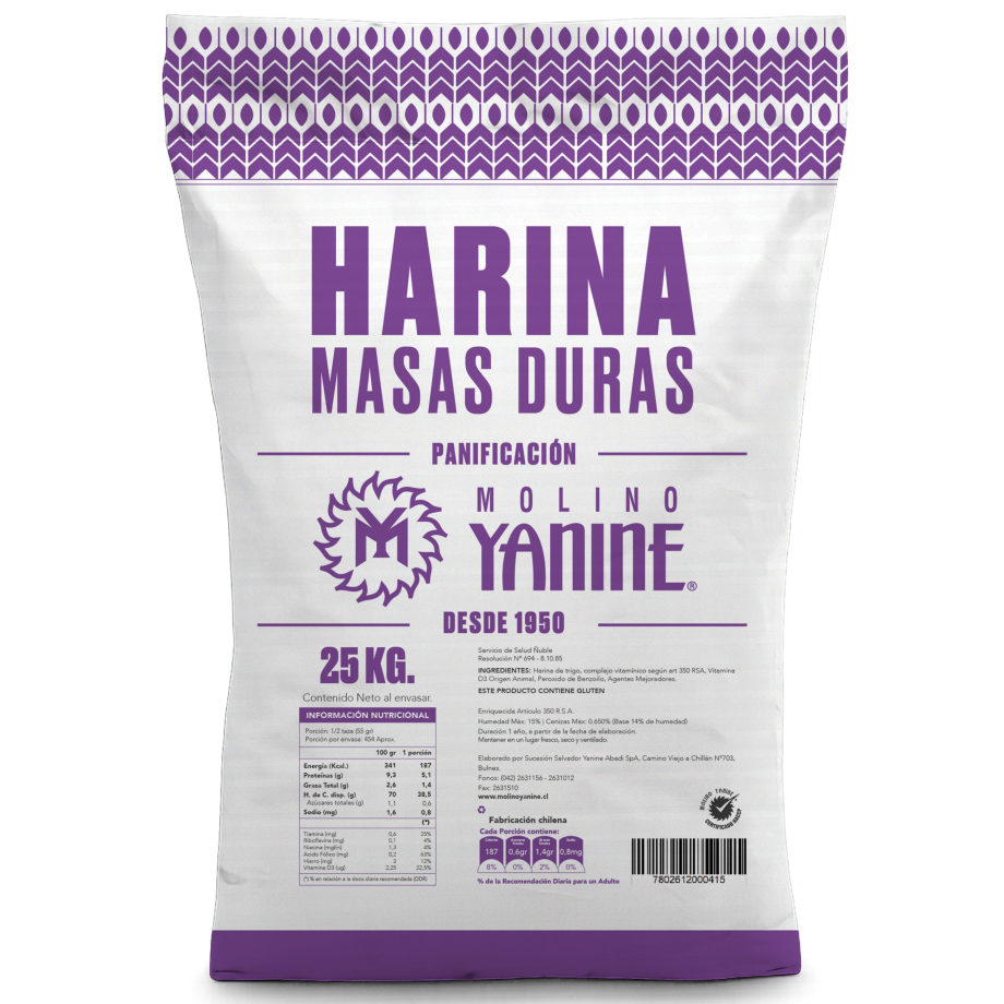 HARINA PANIFICACIÓN MASAS DURAS 25 KG